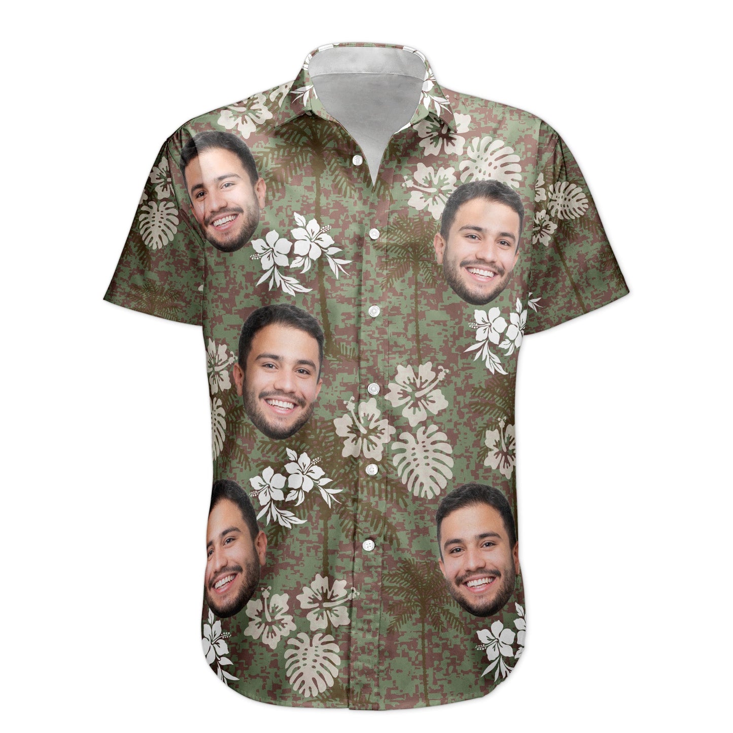 Camo Tropical Beach Pattern Hawaii Aloha Shirts - Custom Photo Hawaiian Shirts HA0050