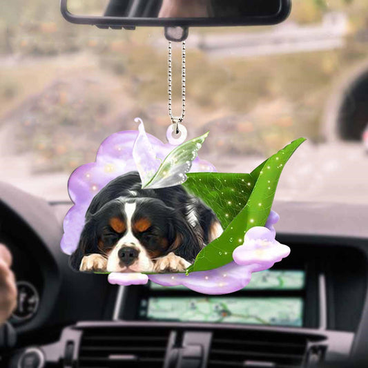 Cavalier King Charles Spaniel-Sleep On Fallen Leaves-Two Sided Ornament OO0550