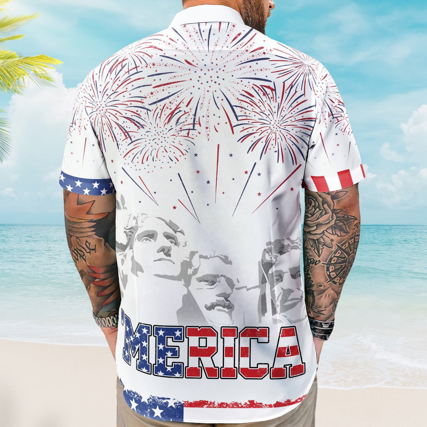 Celebrate The 4Th Of July With Merica Pattern - Personalized Photo Hawaiian Shirt HA0061