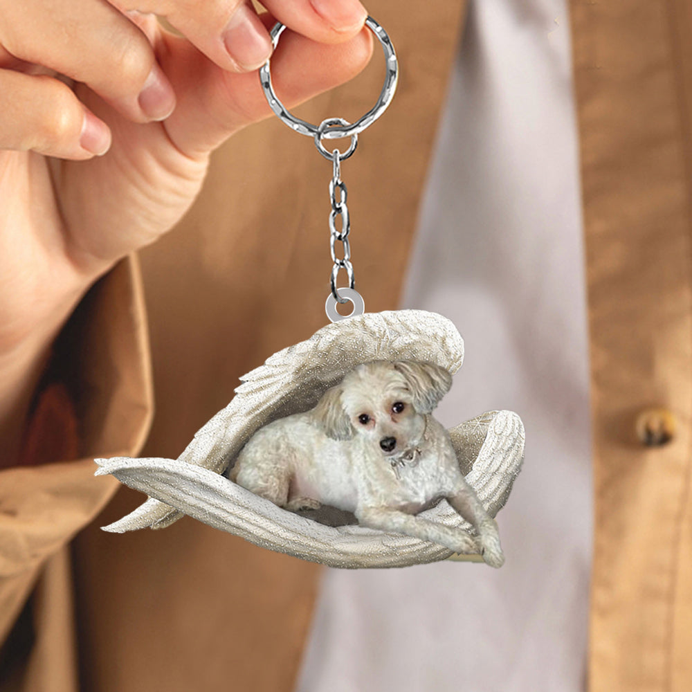 Chinese Crested Powderpuff Sleeping Angel Acrylic Keychain Dog Sleeping keychain SO0346