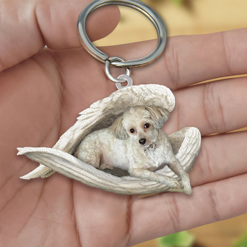 Chinese Crested Powderpuff Sleeping Angel Acrylic Keychain Dog Sleeping keychain SO0346