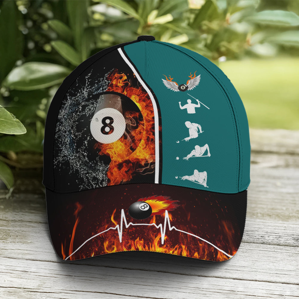 Billiards Vector Icon Art Fire And Water Basebal Cap Lasfour CO0846