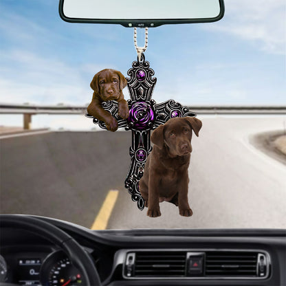 Chocolate Labrador Pray For God Car Hanging Ornament Dog Pray For God Ornament Lasfour OO0717