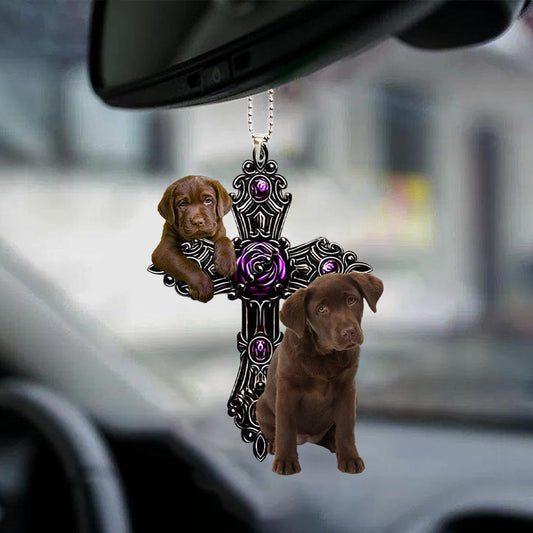 Chocolate Labrador Pray For God Car Hanging Ornament Dog Pray For God Ornament Lasfour OO0717