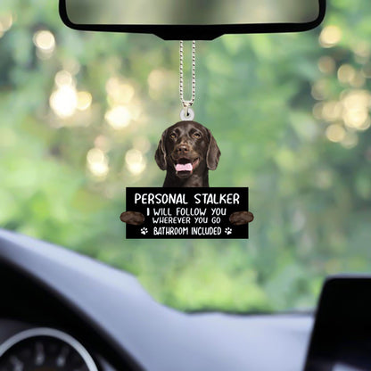 Chocolate Labrador Retriever Personal Stalker Car Hanging Ornament OO1035