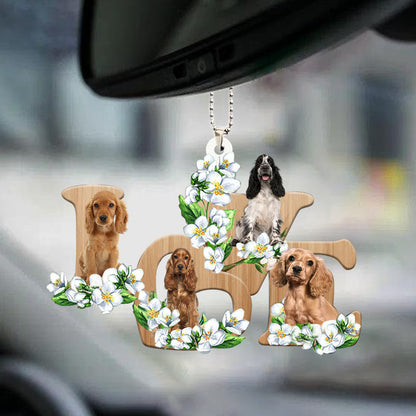 Cocker Spaniel Love Flowers Dog Lover Best Car Hanging Ornament OO0903