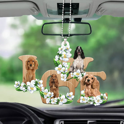 Cocker Spaniel Love Flowers Dog Lover Best Car Hanging Ornament OO0903