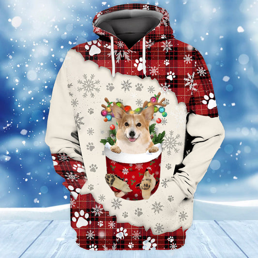 Corgi In Snow Pocket Merry Christmas Unisex Hoodie SO0495