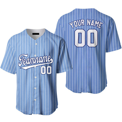 Custom Blue White Pinstripe White Blue Baseball Jerseys For Men & Women SO0105