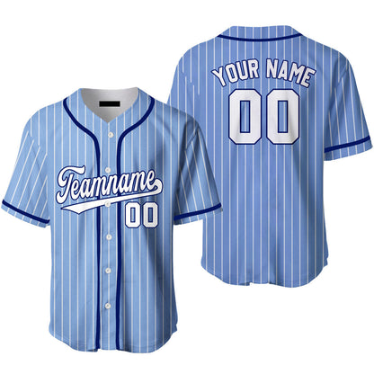 Custom Blue White Pinstripe White Blue Baseball Jerseys For Men & Women SO0105