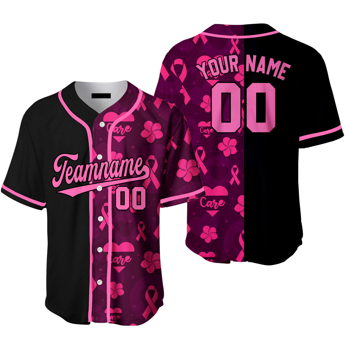 Custom Breast Cancer Pink White Baseball Jerseys For Men & Women SO0021