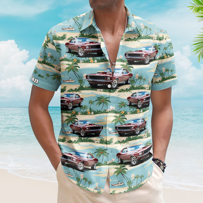 Custom Car Photo Beach Palm Tree Vintage Aloha Shirts - Custom Photo Hawaiian Shirts HA0037