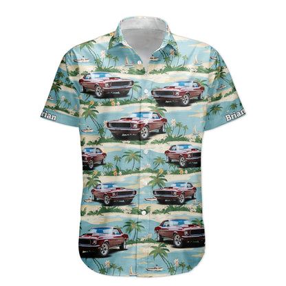 Custom Car Photo Beach Palm Tree Vintage Aloha Shirts - Custom Photo Hawaiian Shirts HA0037