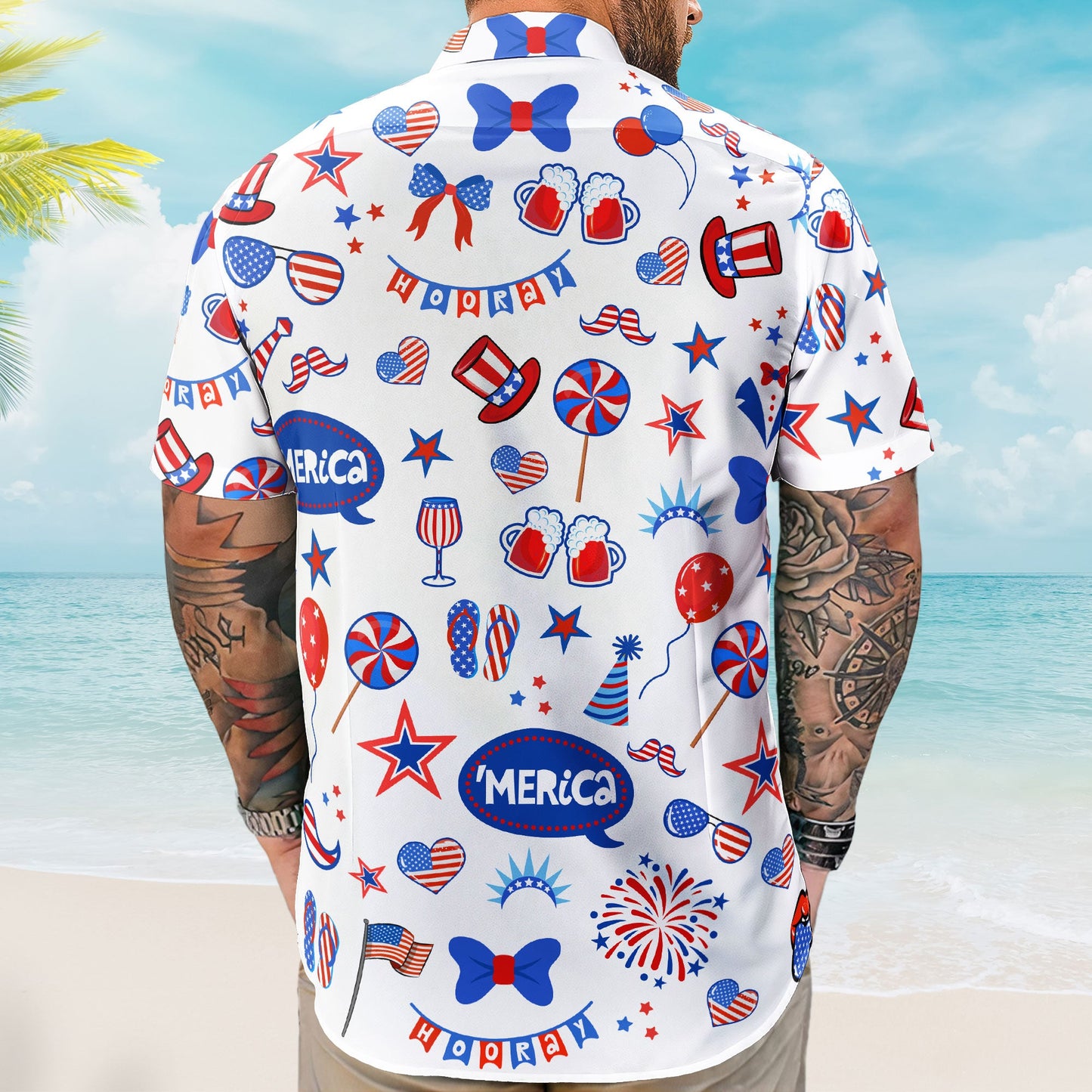 Custom Face Funny Happy 4th Of July - Personalized Photo Hawaiian Shirt HA0049