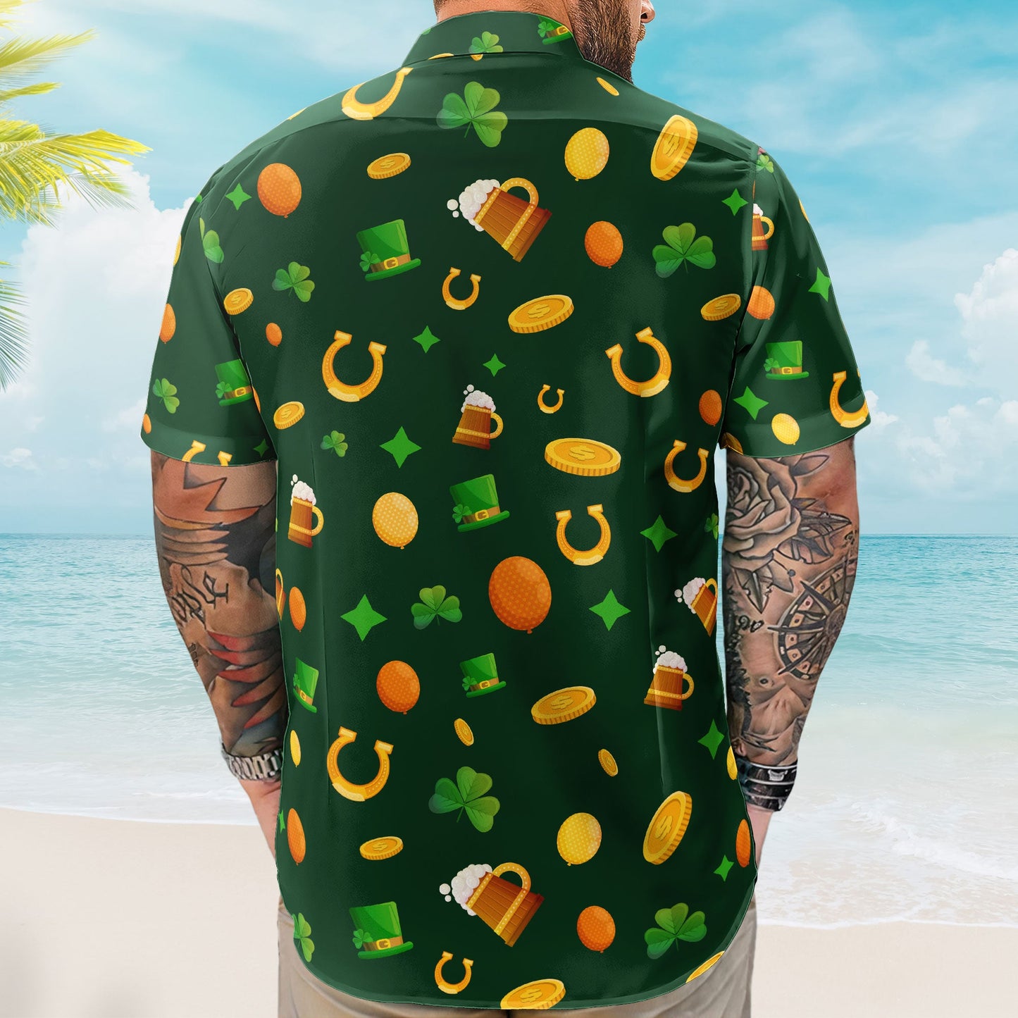 Custom Face Funny Happy St Patrick's Day - Custom Photo Hawaiian Shirts HA0010