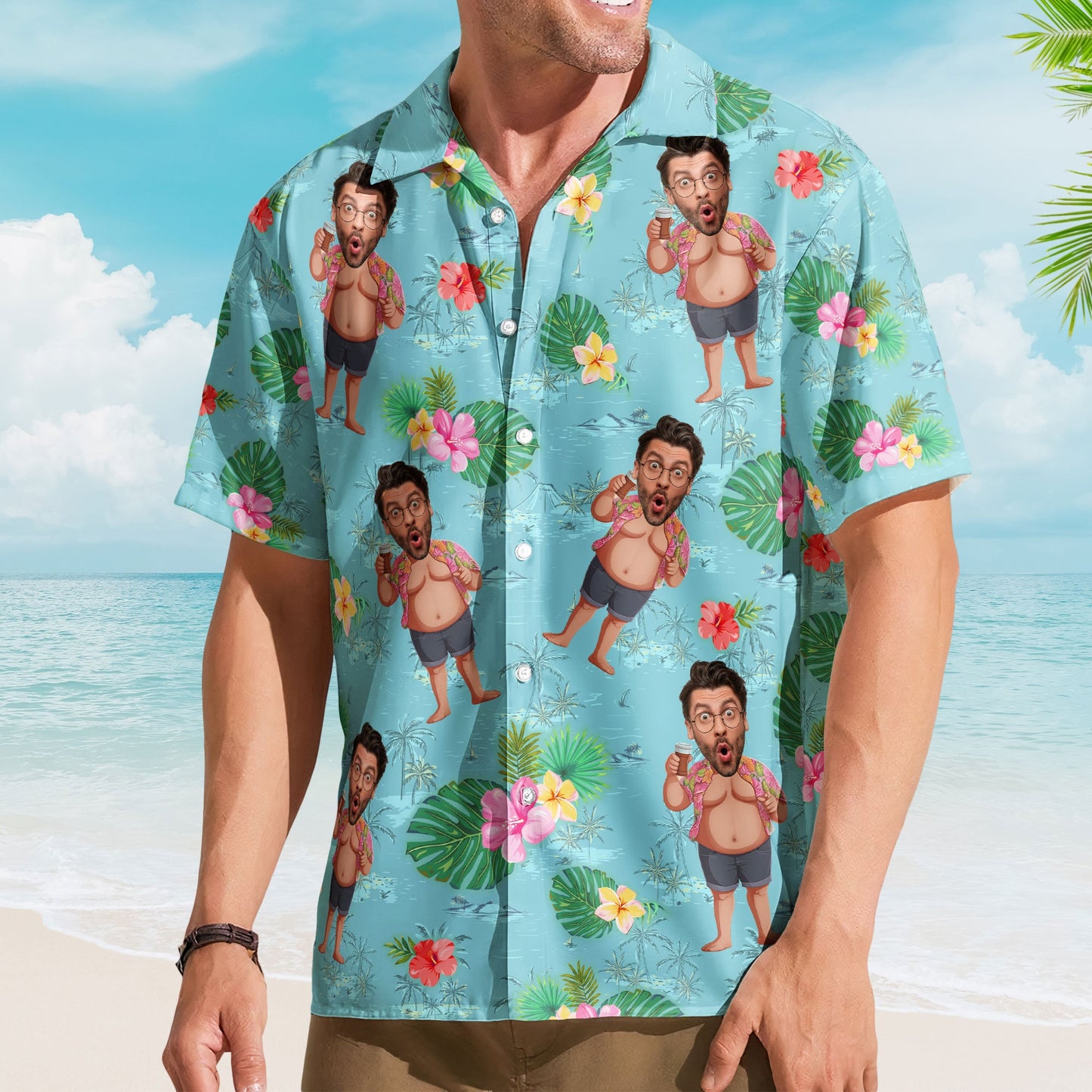 Custom Face Funny - Personalized Photo Hawaiian Shirt HA0077