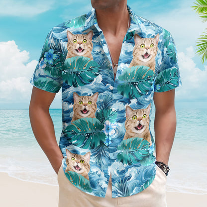 Custom Face Funny Photo For Men, Husband Big Wave - Custom Photo Hawaiian Shirt HA0064