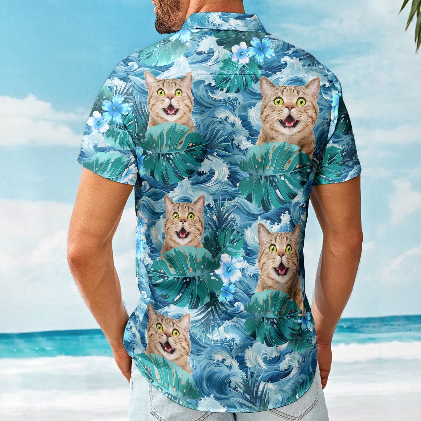 Custom Face Funny Photo For Men, Husband Big Wave - Custom Photo Hawaiian Shirt HA0064