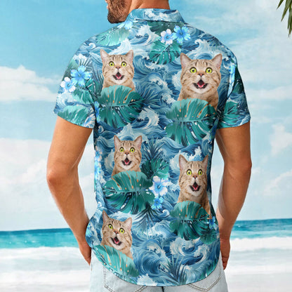 Custom Face Funny Photo For Men, Husband Big Wave - Custom Photo Hawaiian Shirt HA0064