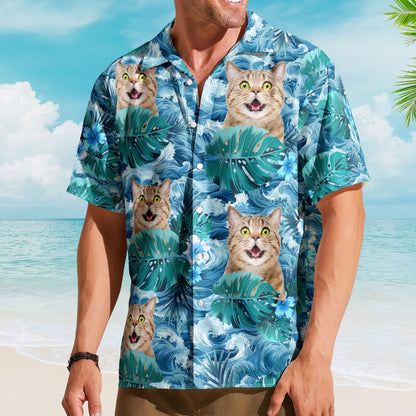 Custom Face Funny Photo For Men, Husband Big Wave - Custom Photo Hawaiian Shirt HA0064