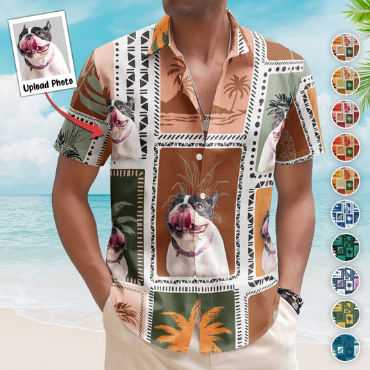 Custom Face Funny Photo Retro Tropical Palm Trees For Men, Women - Custom Photo Hawaiian Shirts HA0041