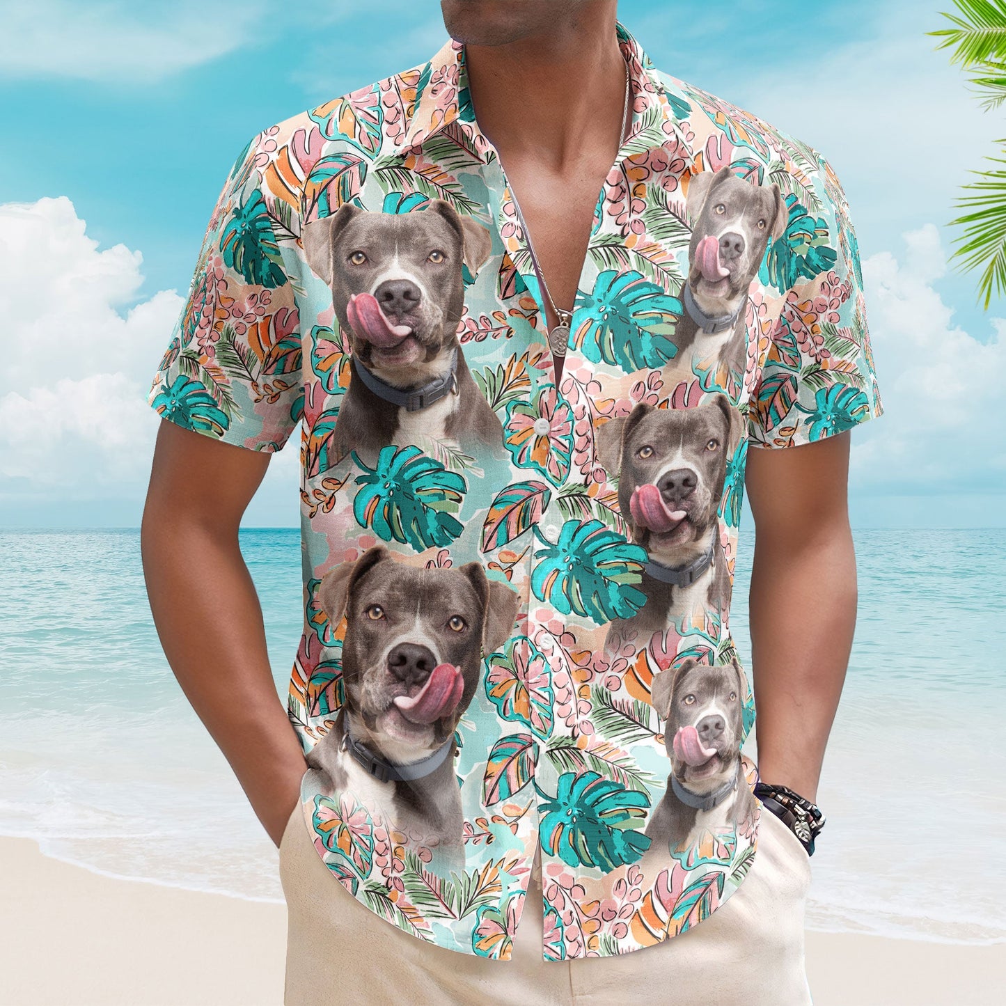 Custom Face Funny Photo Tropical Aloha For Pet Lovers - Custom Photo Hawaiian Shirts HA0116