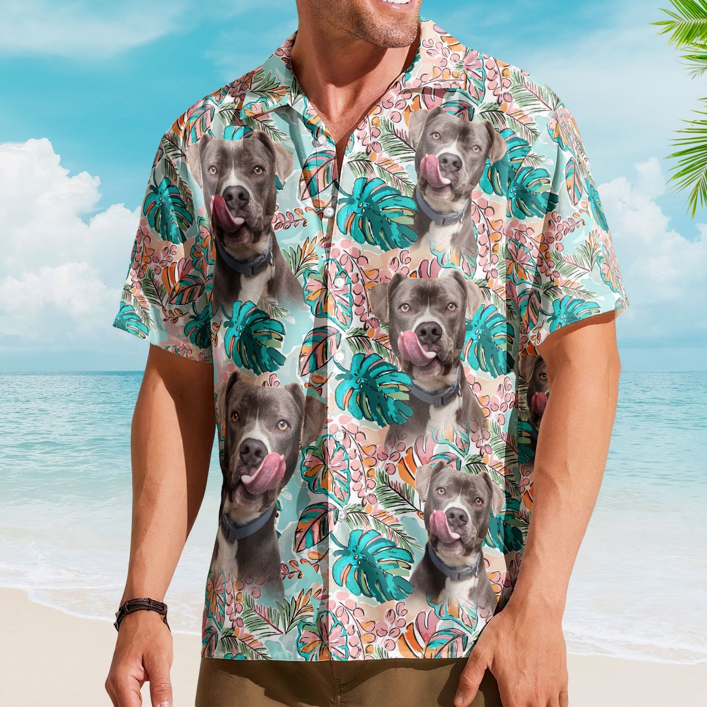 Custom Face Funny Photo Tropical Aloha For Pet Lovers - Custom Photo Hawaiian Shirts HA0116