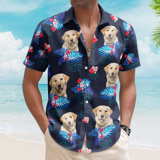 Custom Face Funny Photo Tropical Hibiscus Aloha For Dogs, Cats Lovers - Custom Photo Hawaiian Shirts HA0035