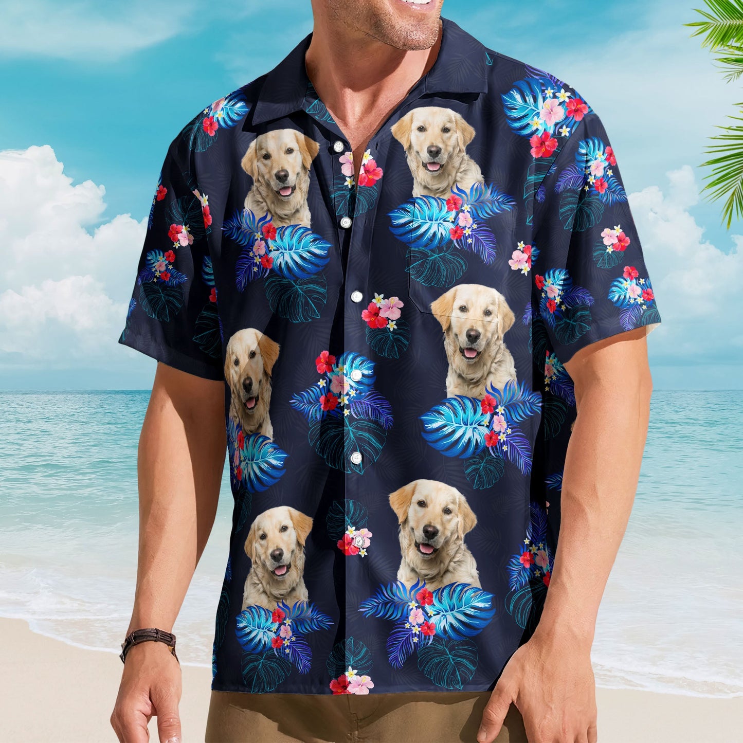 Custom Face Funny Photo Tropical Hibiscus Aloha For Dogs, Cats Lovers - Custom Photo Hawaiian Shirts HA0035