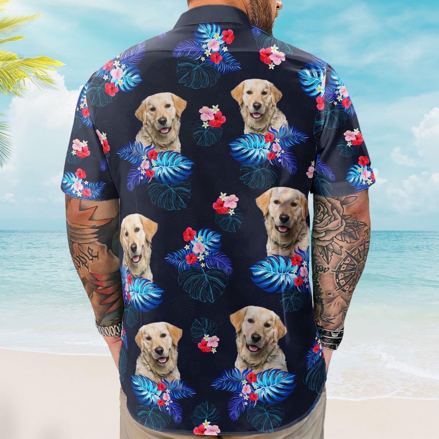 Custom Face Funny Photo Tropical Hibiscus Aloha For Dogs, Cats Lovers - Custom Photo Hawaiian Shirts HA0035