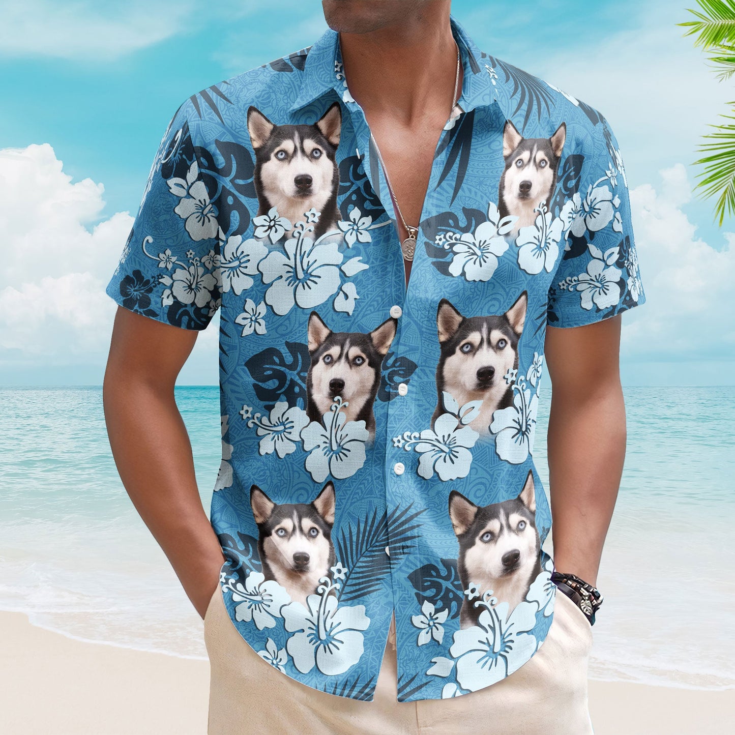 Custom Face Funny Photo Tropical Hibiscus Hawaii Tribal For Men, Women - Custom Photo Hawaiian Shirts HA0022