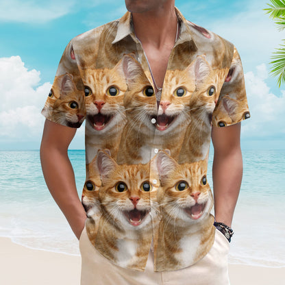 Custom Face Funny Summer For Cat Lovers - Personalized Photo Hawaiian Shirt HA0087