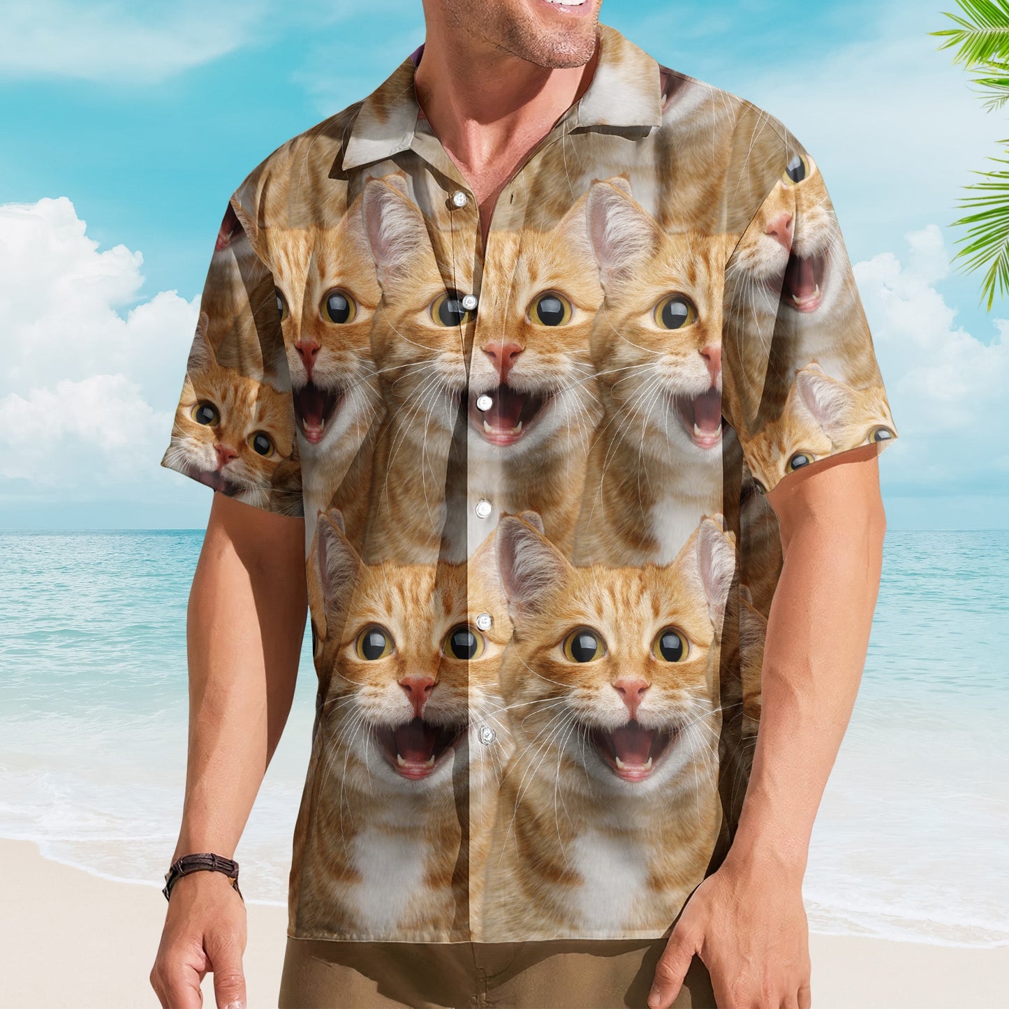 Custom Face Funny Summer For Cat Lovers - Personalized Photo Hawaiian Shirt HA0087