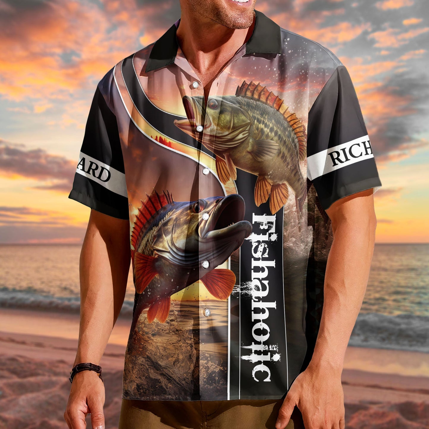 Custom Name Fishing Bass Fish Gift For Husband - Custom Hawaiian Shirt HA0093