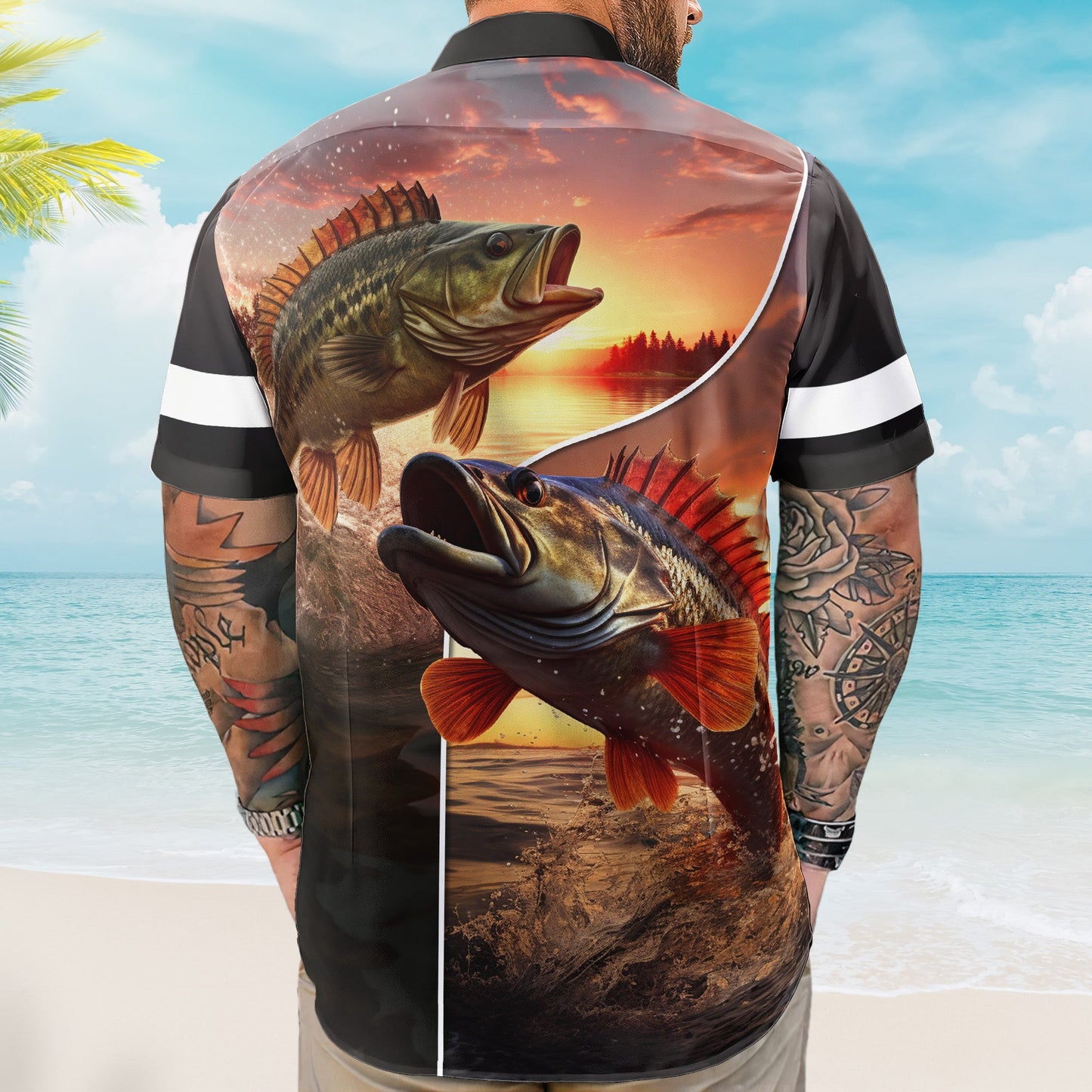 Custom Name Fishing Bass Fish Gift For Husband - Custom Hawaiian Shirt HA0093