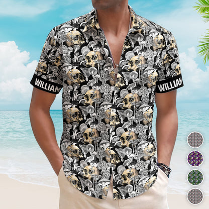 Custom Name With Magic Poisonous Mushroom And Skull - Custom Hawaiian Shirts HA0117