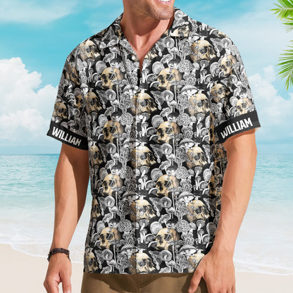 Custom Name With Magic Poisonous Mushroom And Skull - Custom Hawaiian Shirts HA0117