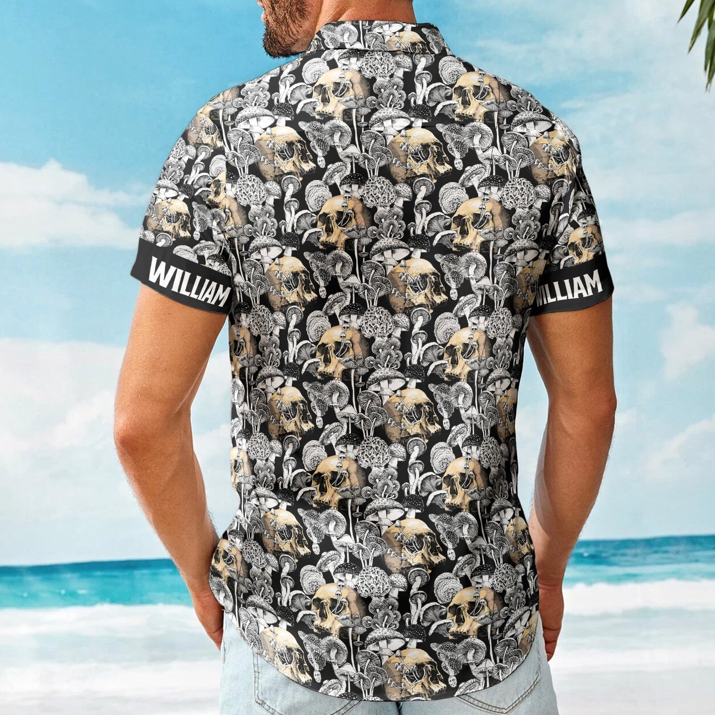 Custom Name With Magic Poisonous Mushroom And Skull - Custom Hawaiian Shirts HA0117