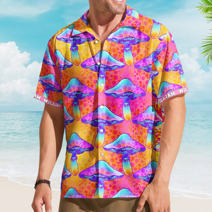 Custom Name With Poisonous Mushroom Pattern - Custom Hawaiian Shirts HA0115