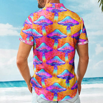 Custom Name With Poisonous Mushroom Pattern - Custom Hawaiian Shirts HA0115