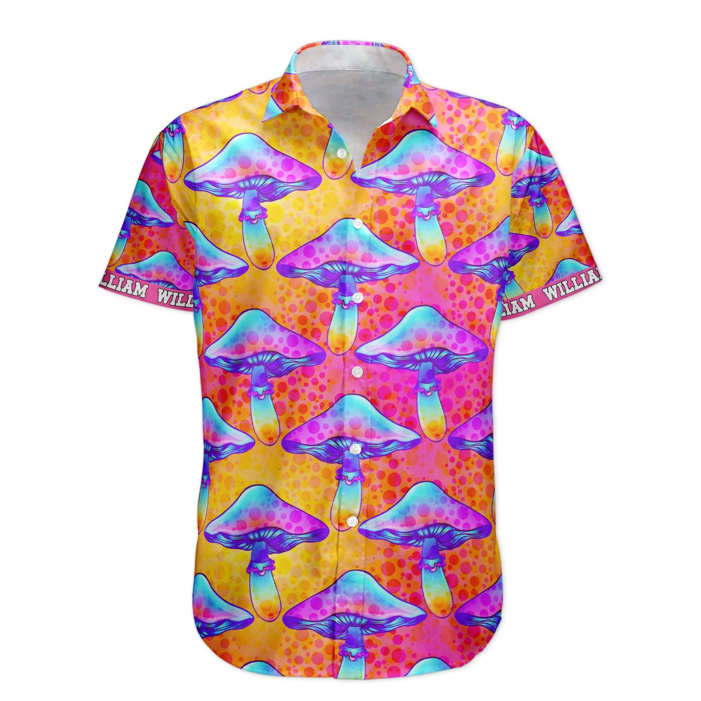 Custom Name With Poisonous Mushroom Pattern - Custom Hawaiian Shirts HA0115