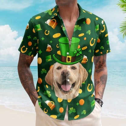 Custom Pet Face St Patrick's Day For Dog Lovers, Cat Lovers - Personalized Photo Hawaiian Shirt HA0089