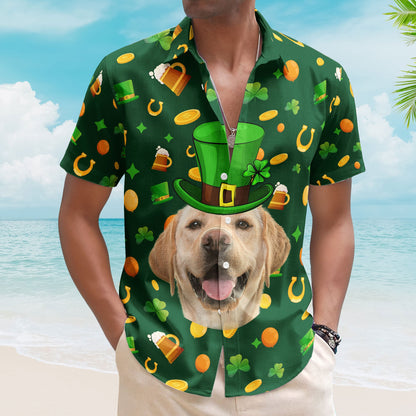 Custom Pet Face St Patrick's Day For Dog Lovers, Cat Lovers - Personalized Photo Hawaiian Shirt HA0089