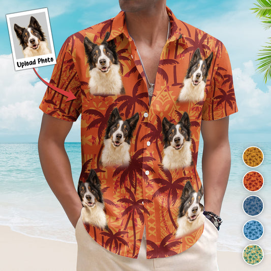 Custom Pet Funny Photo With Tropical Palm Trees - Custom Photo Hawaiian Shirts HA0121