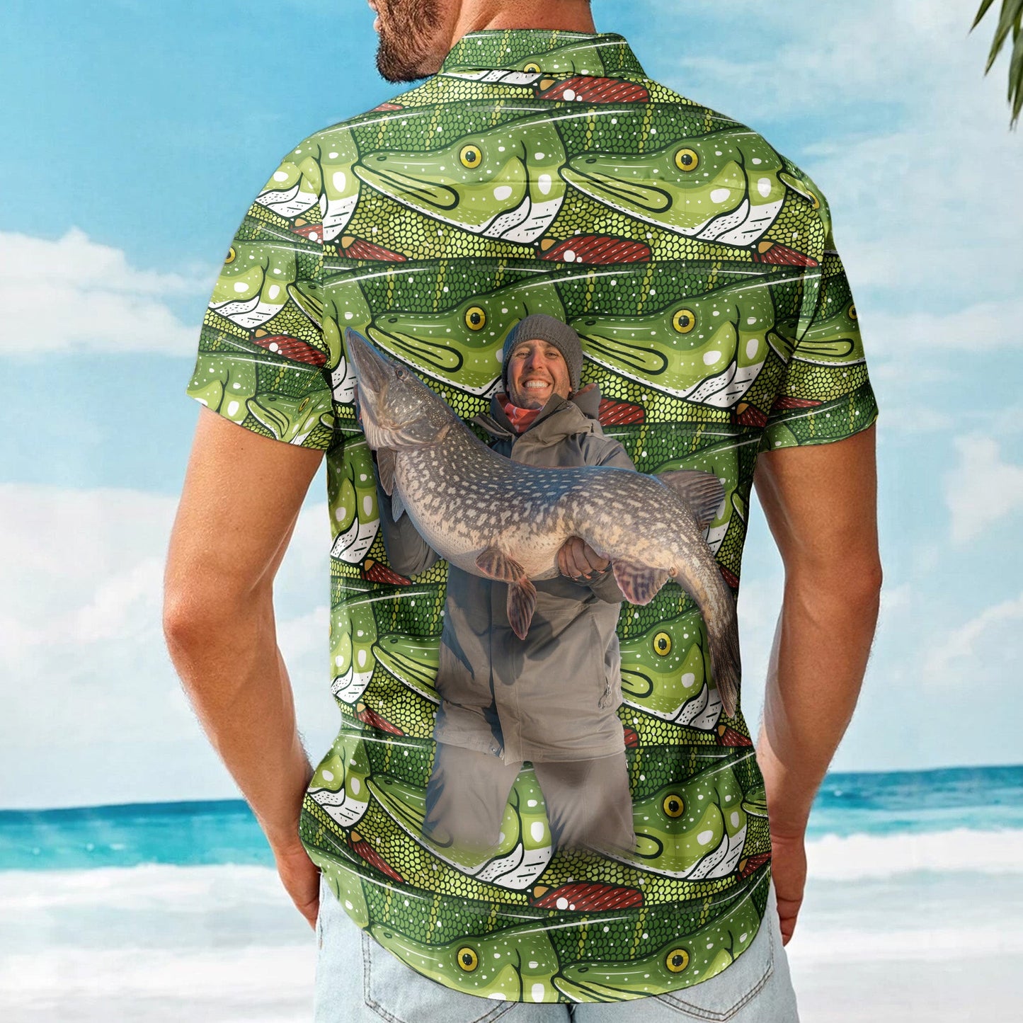 Custom Photo Bass Fish Fishing Makes Me Happy - Custom Photo Hawaiian Shirt HA0055