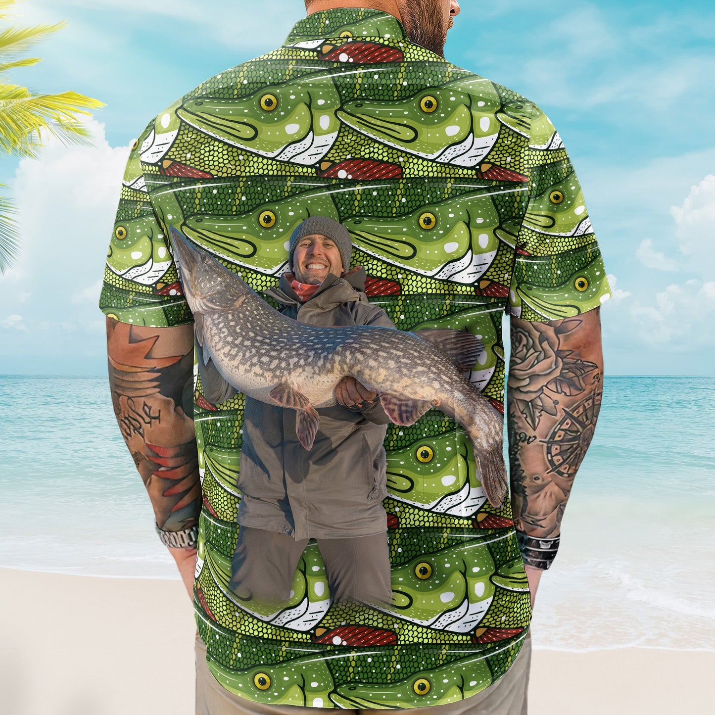 Custom Photo Bass Fish Fishing Makes Me Happy - Custom Photo Hawaiian Shirt HA0055