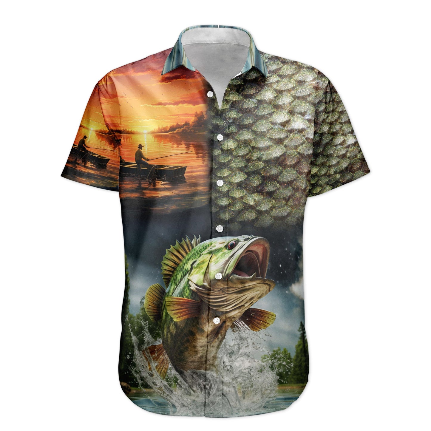 Custom Photo Fishing Bass Fish For Husband - Custom Photo Hawaiian Shirt HA0098