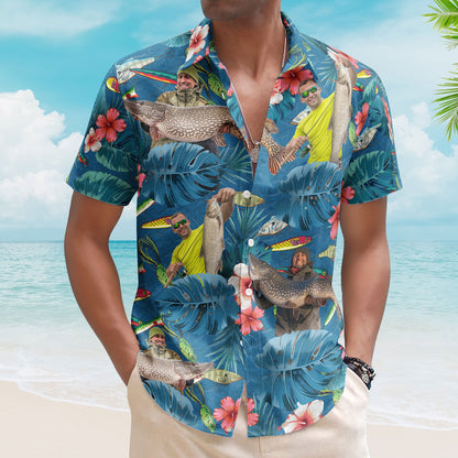 Custom Photo Fishing Bass Fish For Men, Husband - Custom Photo Hawaiian Shirt HA0053