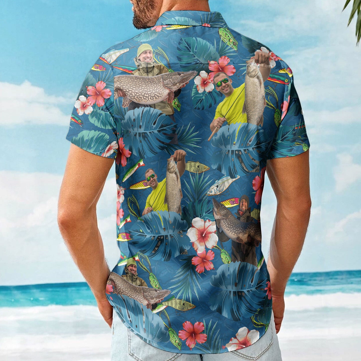 Custom Photo Fishing Bass Fish For Men, Husband - Custom Photo Hawaiian Shirt HA0053