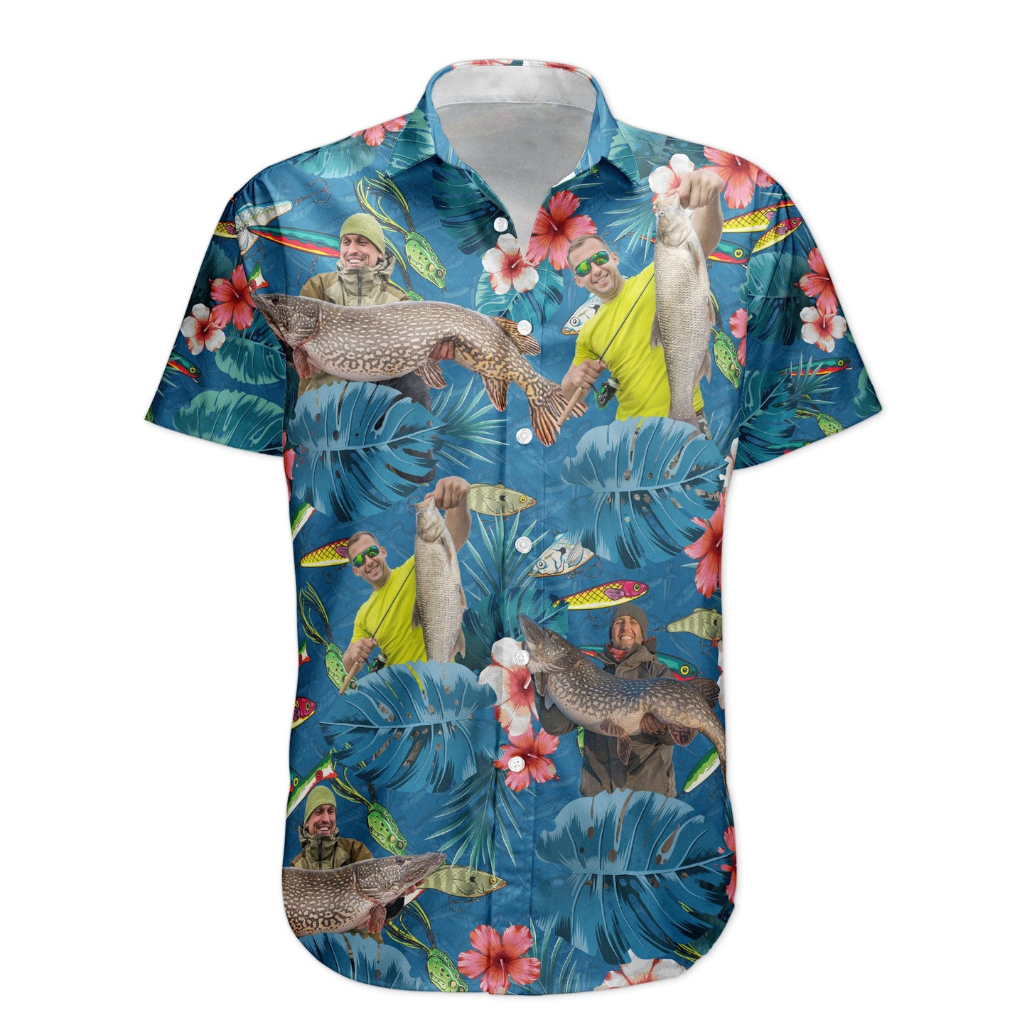 Custom Photo Fishing Bass Fish For Men, Husband - Custom Photo Hawaiian Shirt HA0053